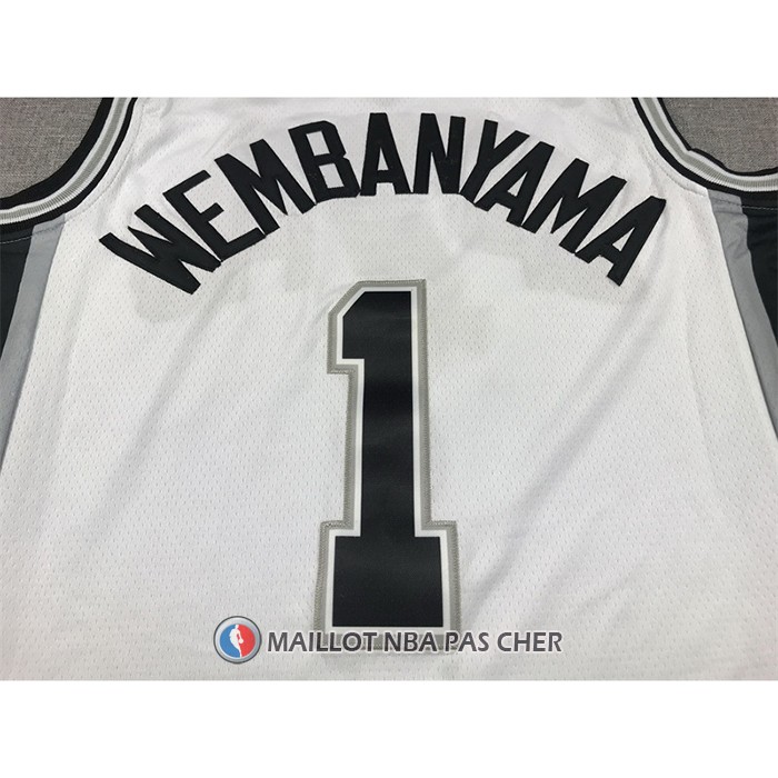 Maillot San Antonio Spurs Victor Wembanyama NO 1 Association 2022-23 Blanc